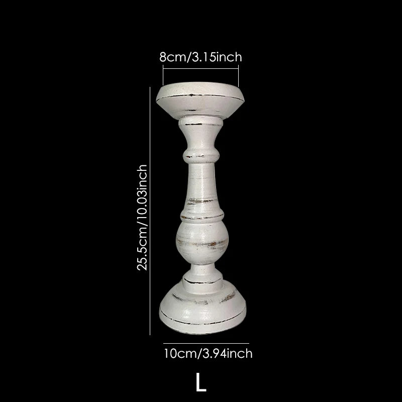 1piece wood candlestick tabletop retro white candle holder home decoration wooden candles rack nostalgic photography - l