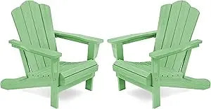 Kingyes 2-piece folding adirondack chair set - durable hdpe patio chairs with wooden texture for outdoor use - united