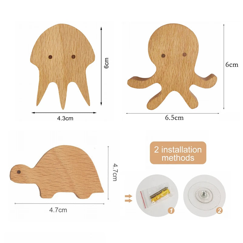 3pcs wood hooks organization wall holder clothes hanger keychain door hook bathroom kitchen accessories deco for home