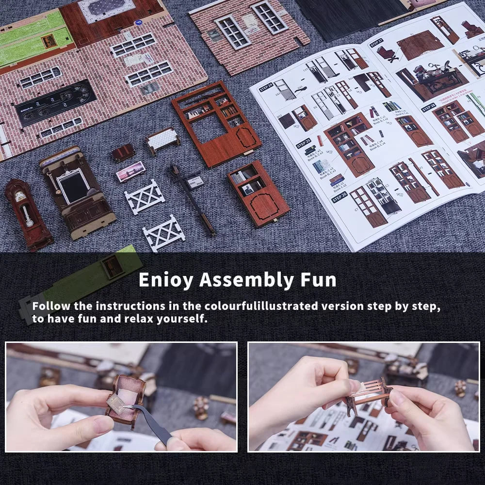 Cutebee diy book nook kit 3d wooden puzzle home decoration house for bookshelf miniature insert magic booknook - sz02b