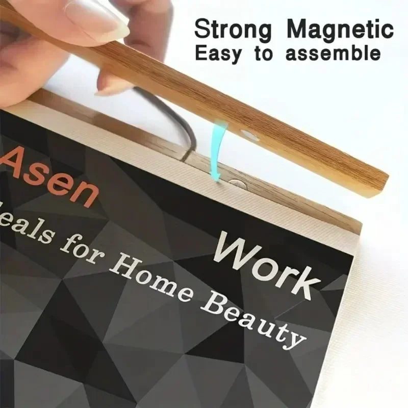 Magnetic wooden picture poster hanger frames photos wall art canvas print painting teak pine wood living room home decor