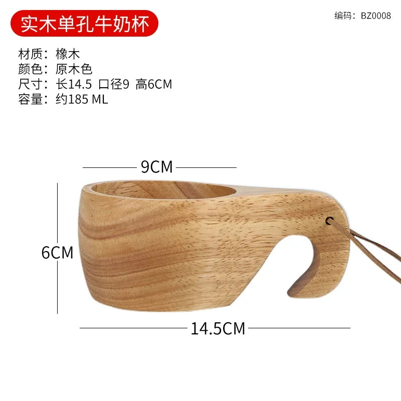 Wooden finland mug creative outdoor camping travel cup nordic style handmade milk coffee bar beer mugs - b3 185ml