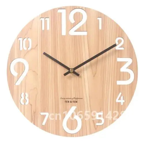 Nordic retro wooden wall clock corridor living room decoration solid wood quiet clocks hanging watch cafe store home