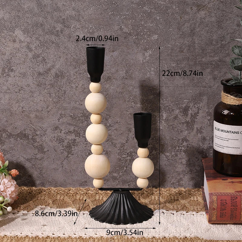 Wooden iron candle stand vintage dinner table centerpiece candlestick wedding festival home decoration photography