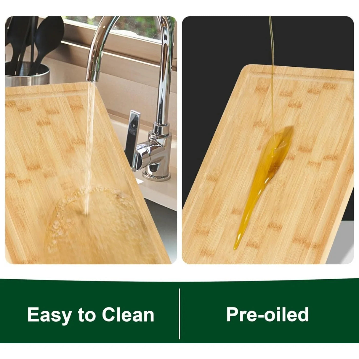 Organic bamboo cutting board set of 3 large wooden boards for kitchen wood with juice grooves - united states / 3pcs