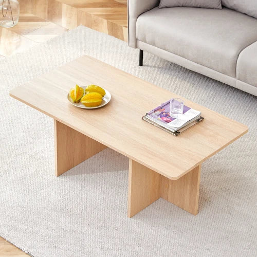 45’’coffee table minimalist walnut wooden center table,modern rectangle living room farmhouse wood cocktail coffee