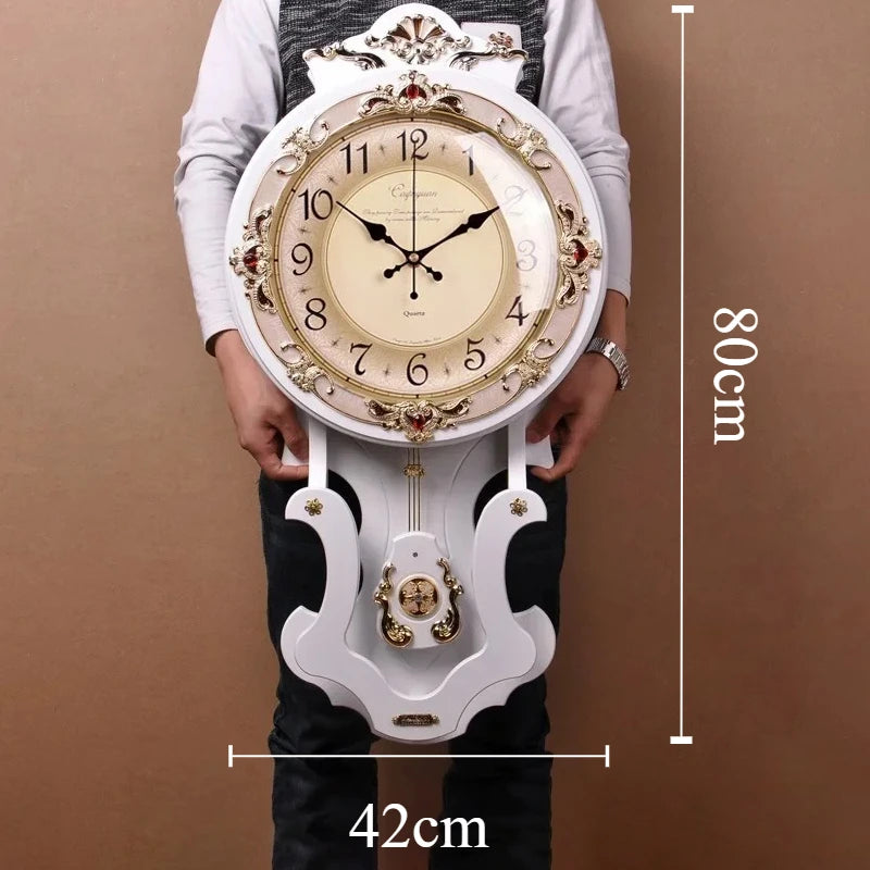 Wood vintage wall clocks silent pendulum clock nordic large home decor watches living room luxury art decoration