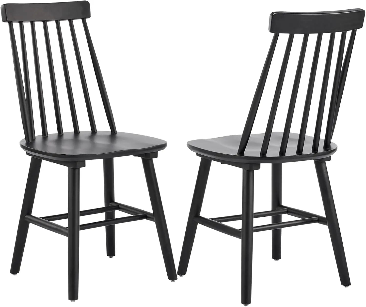 Black wooden dining chairs set of 2 wood room chair spindle side country farmhouse windsor for kitchen