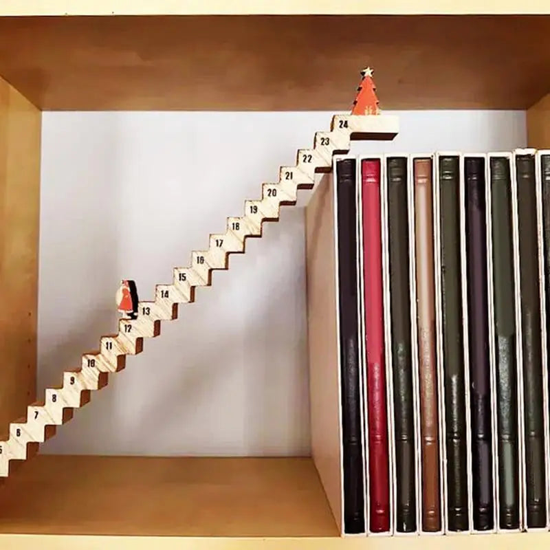 Creative santa claus countdown calendar wood stairs climbing christmas advent wooden xmas decorations - decorative