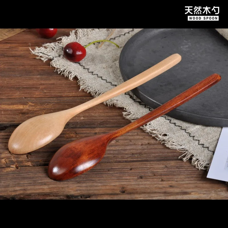 1pc wooden spoon tableware kitchen cooking utensil tools soup tea catering tool coffee teaspoon honey