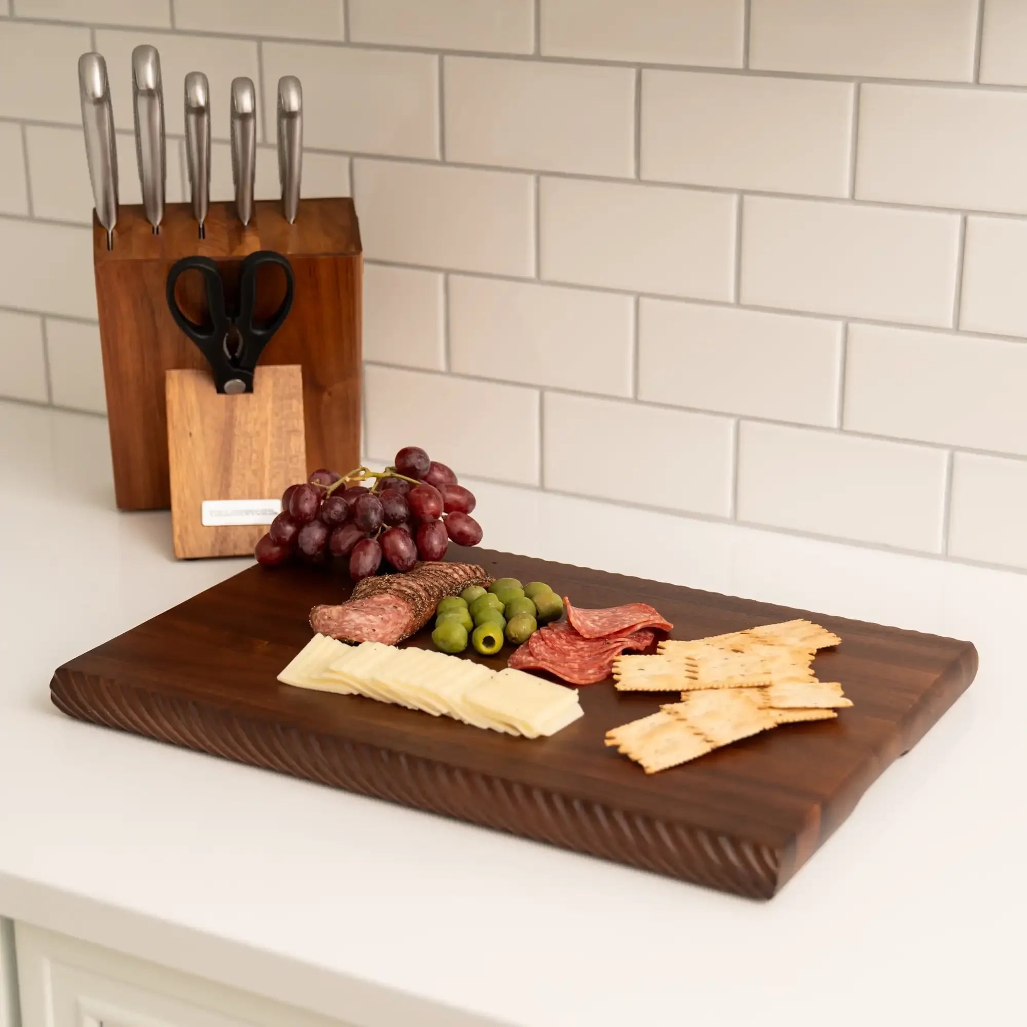 18x12 inch braided wooden butcher block cutting board for kitchen durable surface chopping slicing serving easy clean