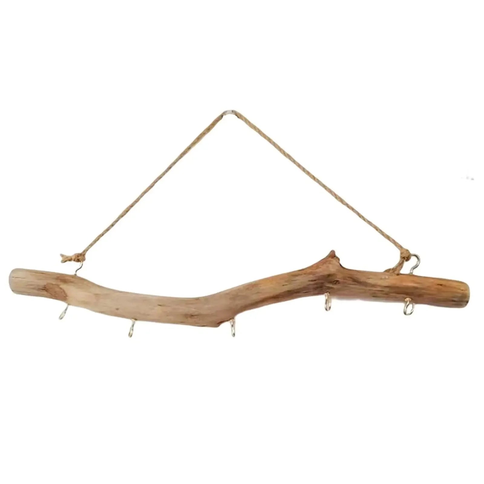 Practical wooden hook wall mounted driftwood key holder organization branch hanger rack for hat jewelry home