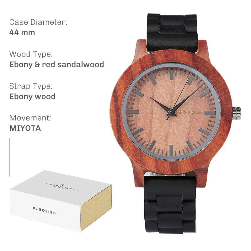 Bobo bird wood watch for men natural handcrafted wooden watches lightweight quartz wristwatch limited time offer