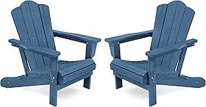 Kingyes 2-piece folding adirondack chair set - durable hdpe patio chairs with wooden texture for outdoor use - united