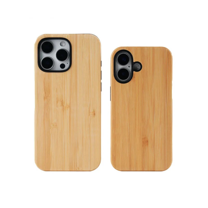 Bamboo wood shockproof protective case for iphone 16 15 14 13 12 11 pro max mobile phone