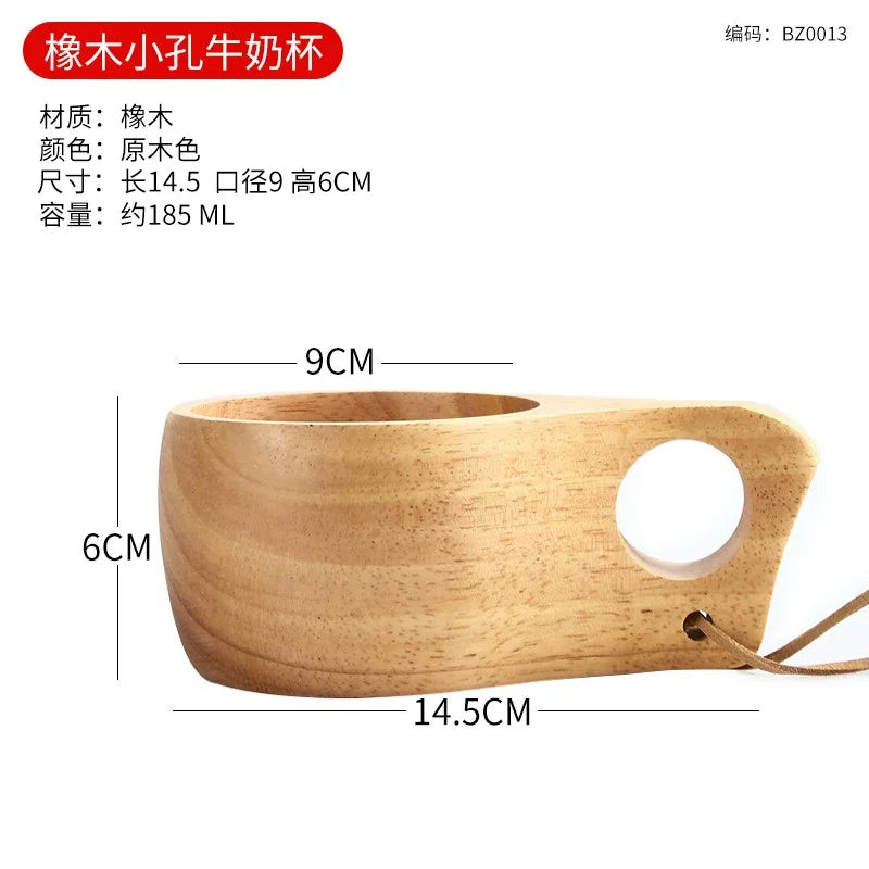 Wooden finland mug creative outdoor camping travel cup nordic style handmade milk coffee bar beer mugs - b5 1856ml