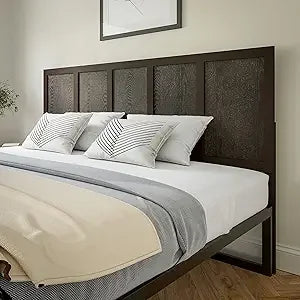 Oliver king size wooden headboard only four panel in white - united states / dark brown