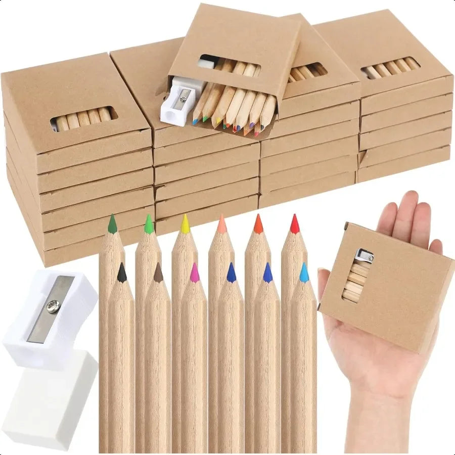 24 set mini drawing class colored pencil bulk for kid 3.5 in back to school plies portable short fat per 12 different