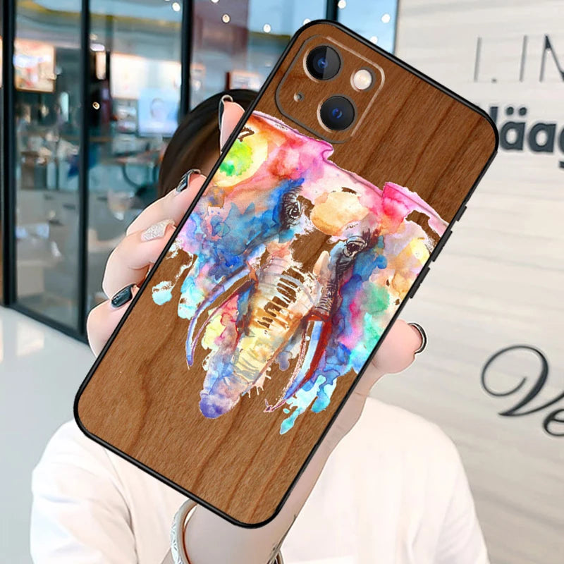 Natural bamboo wood pattern print phone case on for iphone 13 12 11 14 15 16 pro max plus xr x xs max soft back cover