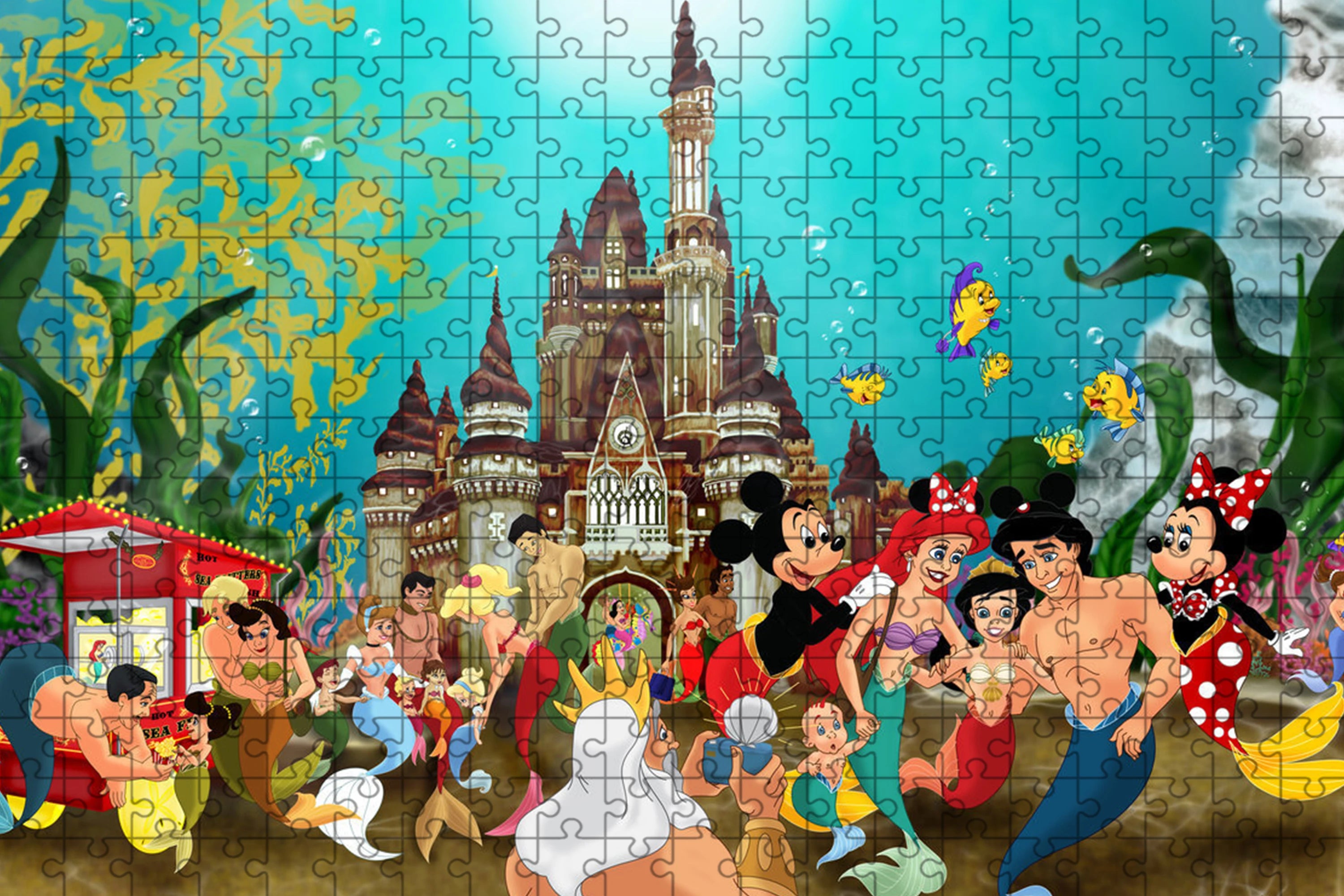 Jigsaw puzzle disney mickey minnie 108/200/300/500/1000 pieces wooden onepiece puzzles for adults toys gifts - h-300pcs