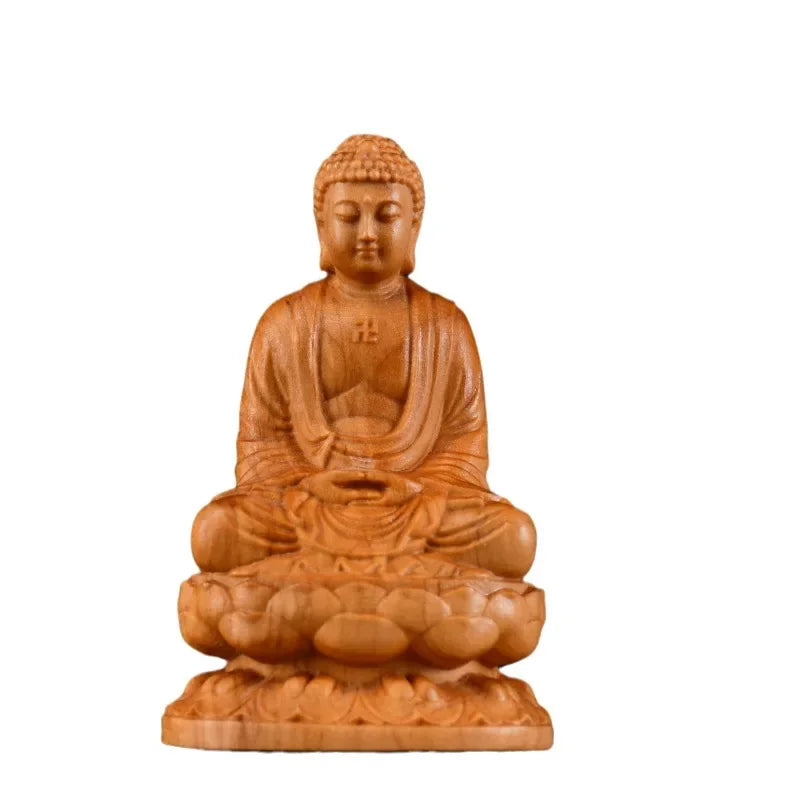 Solid wood statue modern art hand-carved chinese buddha statue home feng shui decoration - religious (buddhist)