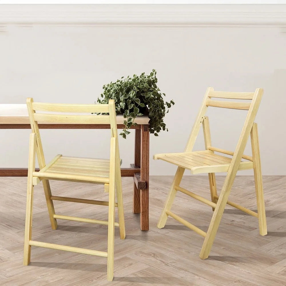 Wood indoor folding chairs set of 2 natural rubberwood easy storage user friendly lightweight compact design perfect