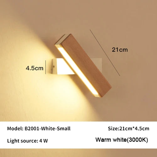 New rotatable wall lamp nordic solid wood led light simple bedside study reading adjustable lighting home decor lamps