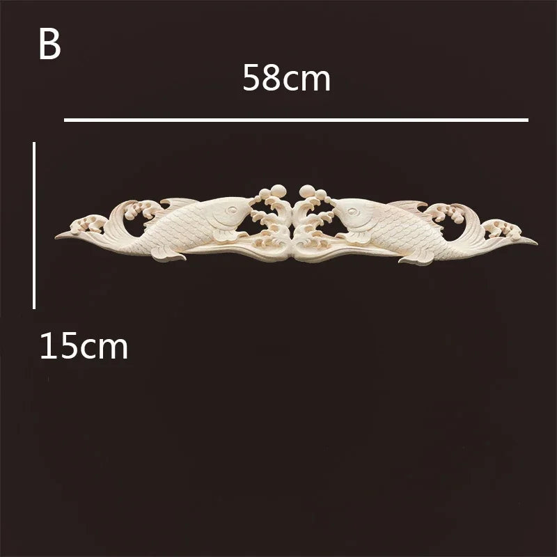 Chinese dragon wood carving onlays and appliques home decorations accessories antique moulding decals for furniture