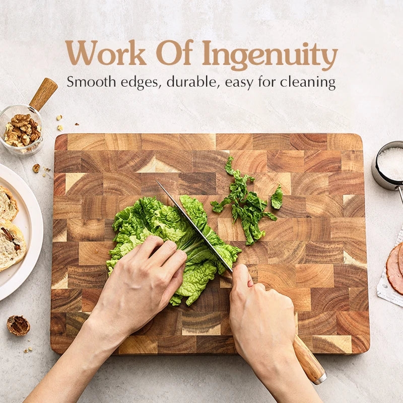 Hezhen cutting board double-sided using premium acacia wood splicing chopping drain water and damp-proof kitchen tools