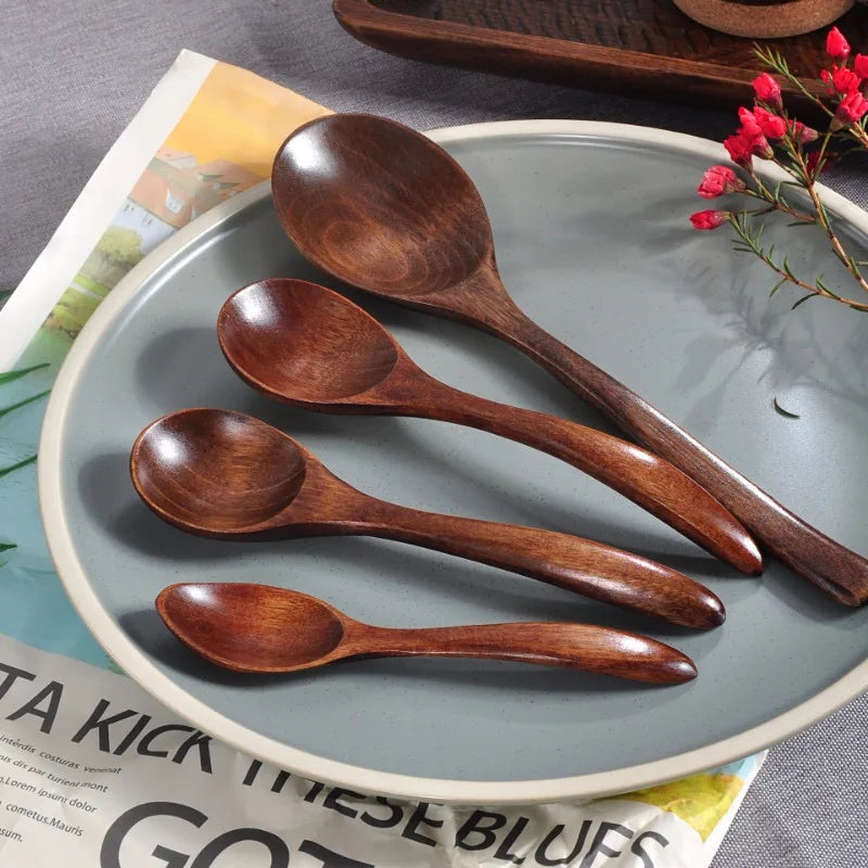 Japanese wooden spoon wood tableware anti-scald tea coffee stirring spoons cooking utensils for kitchen tool soup