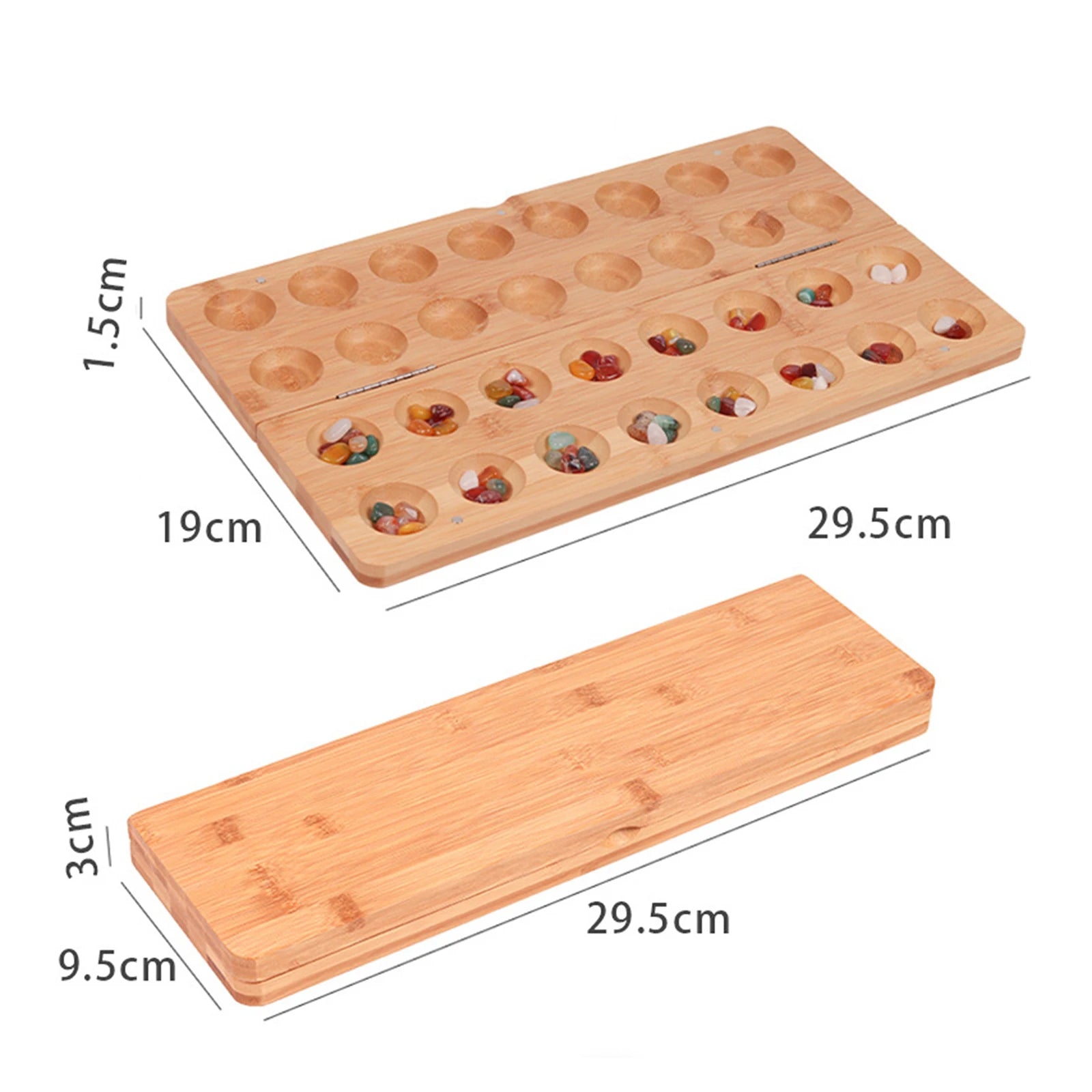 Classic mancala board game with colored stones timeless strategy for friends and family folding - 29.5x9.5x3cm