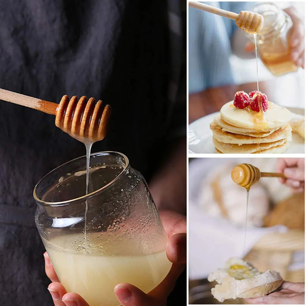 100pcs honey stir bar mixing handle jar spoon practical 50/20pcs wood dipper long stick supplies kitchen tools - 8cm