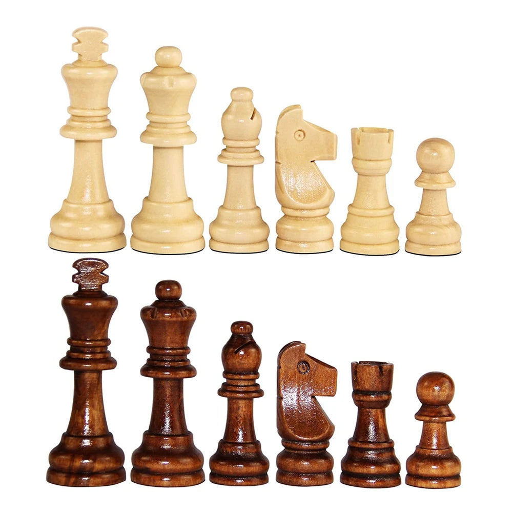 Wooden chess game pawns standard tournamen staunton 32pcs figurine pieces 2.2in king figures for board