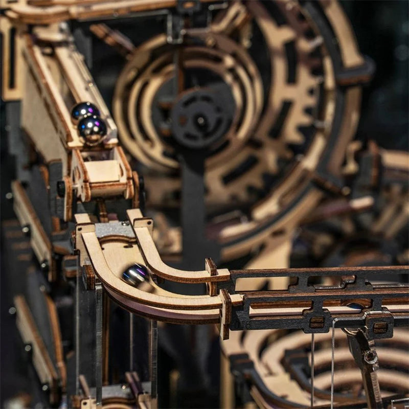 Robotime rokr marble run set 5 kinds 3d wooden puzzle diy model building block kits assembly toy gift for teens adult