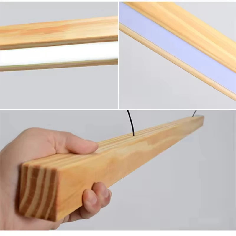 Nordic walnut solid wood pendant light led for dining tables study rooms bar counters office desks indoor home lighting