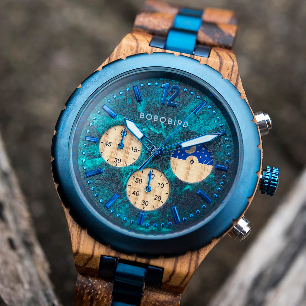 Bobo bird wood watch men luxury stylish watches timepieces chronograph military quartz relogio masculino dropshipping