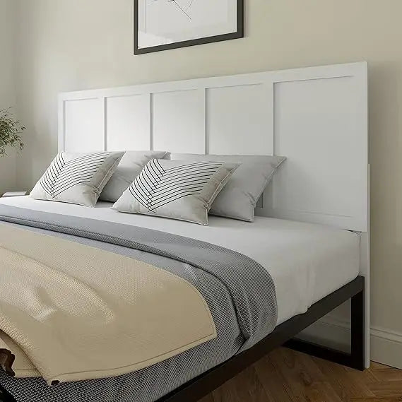 Oliver king size wooden headboard only four panel in white - united states