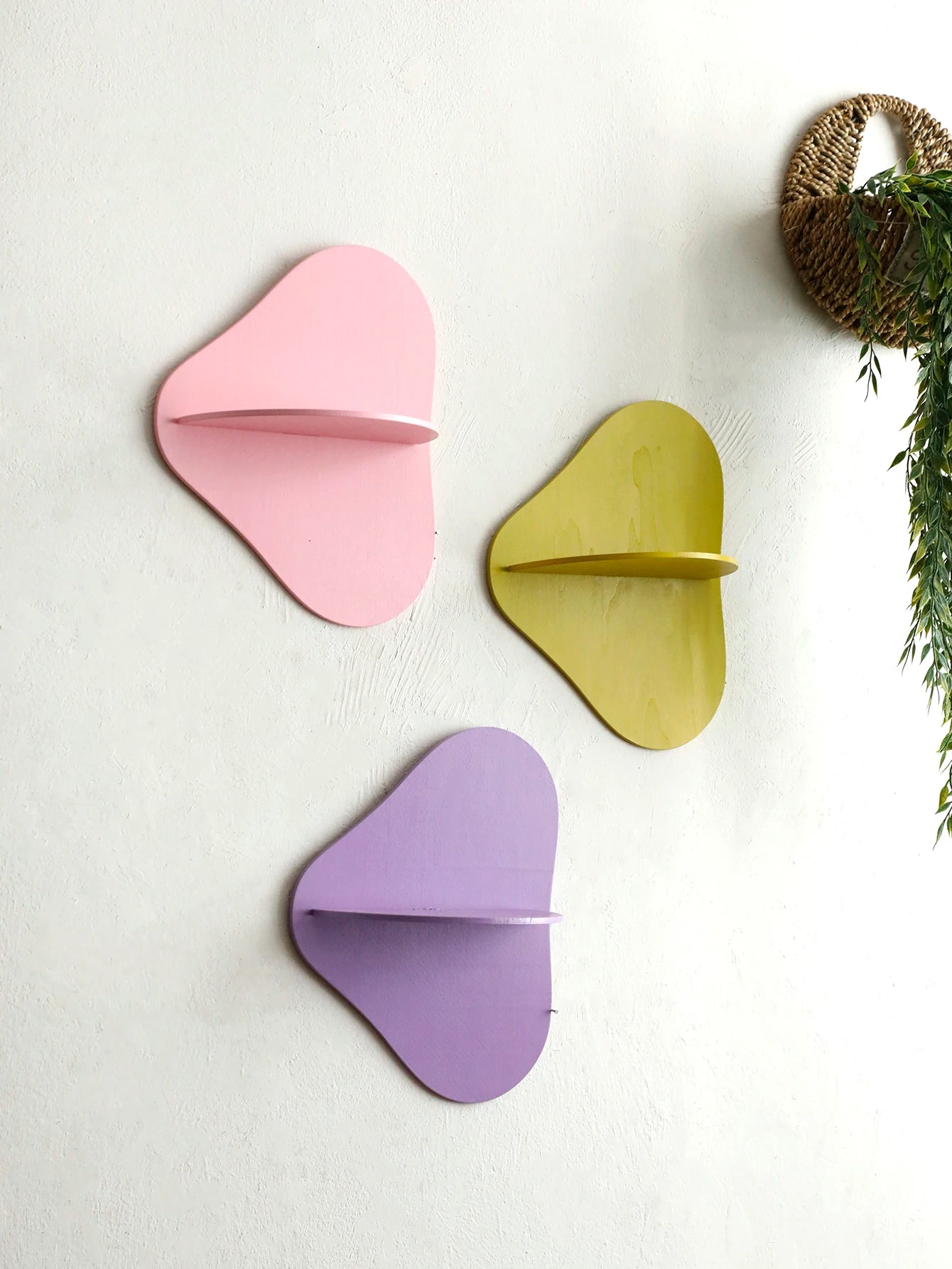 Colorful floating wall shelf display wooden plant flower pot tray storage rack art home decoration for girl room decor