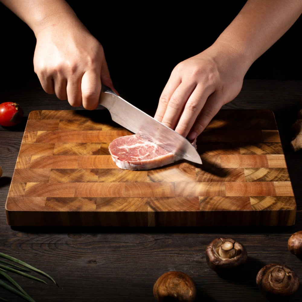 Cutting board double-sided using premium acacia wood splicing chopping drain water and damp-proof kitchen tools - 1pc