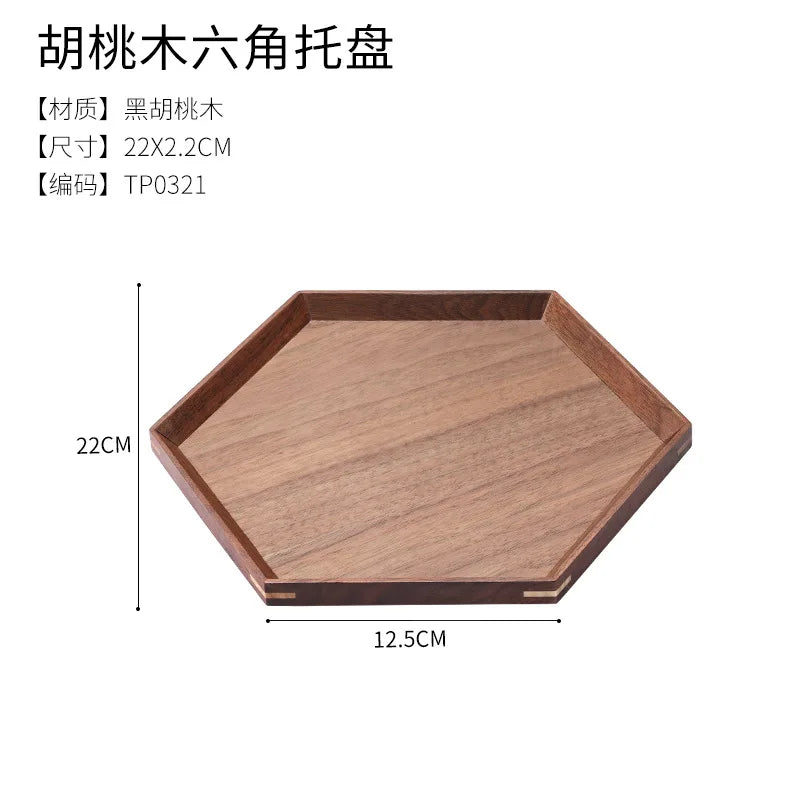 Scandinavian black walnut wood tray rectangular household tea fruit plate high value dinner - tp0321