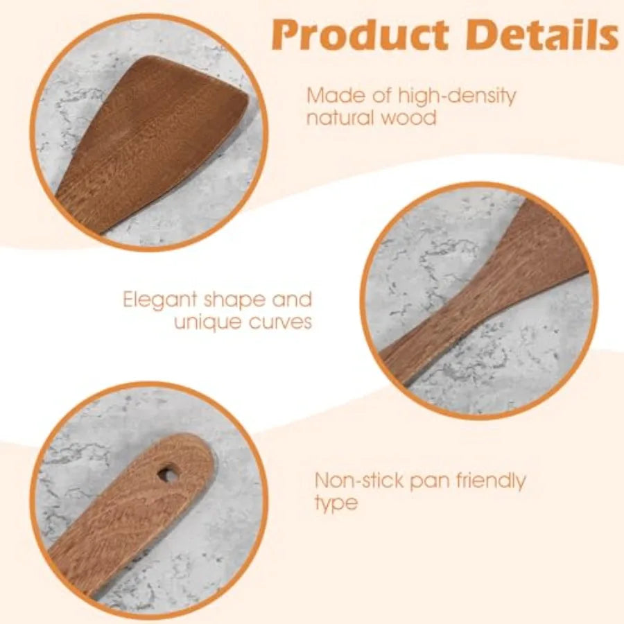 2 pcs wooden spatula for cooking long handle flat kitchen utensils set nonstick cookware p - united states