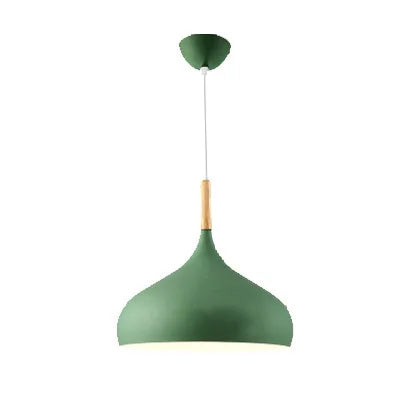 Nordic colored chandelier wooden pendant light bedroom living room led lamp single head aluminum children lighting