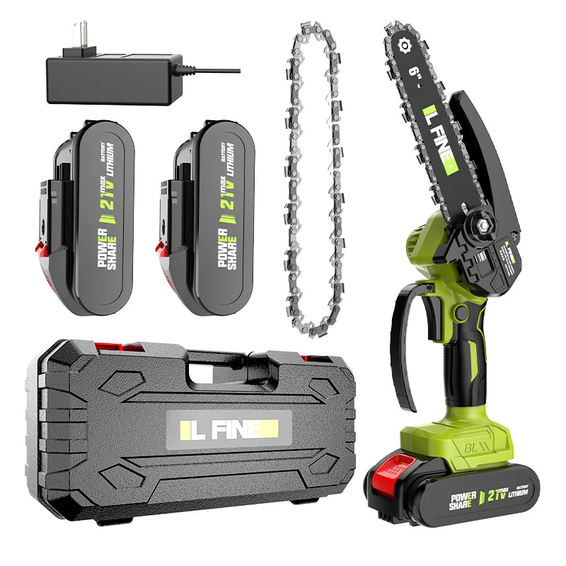 Mini chainsaw woodworking with small handheld electric 6-inch logging sawzall portable - 2 battery / united states