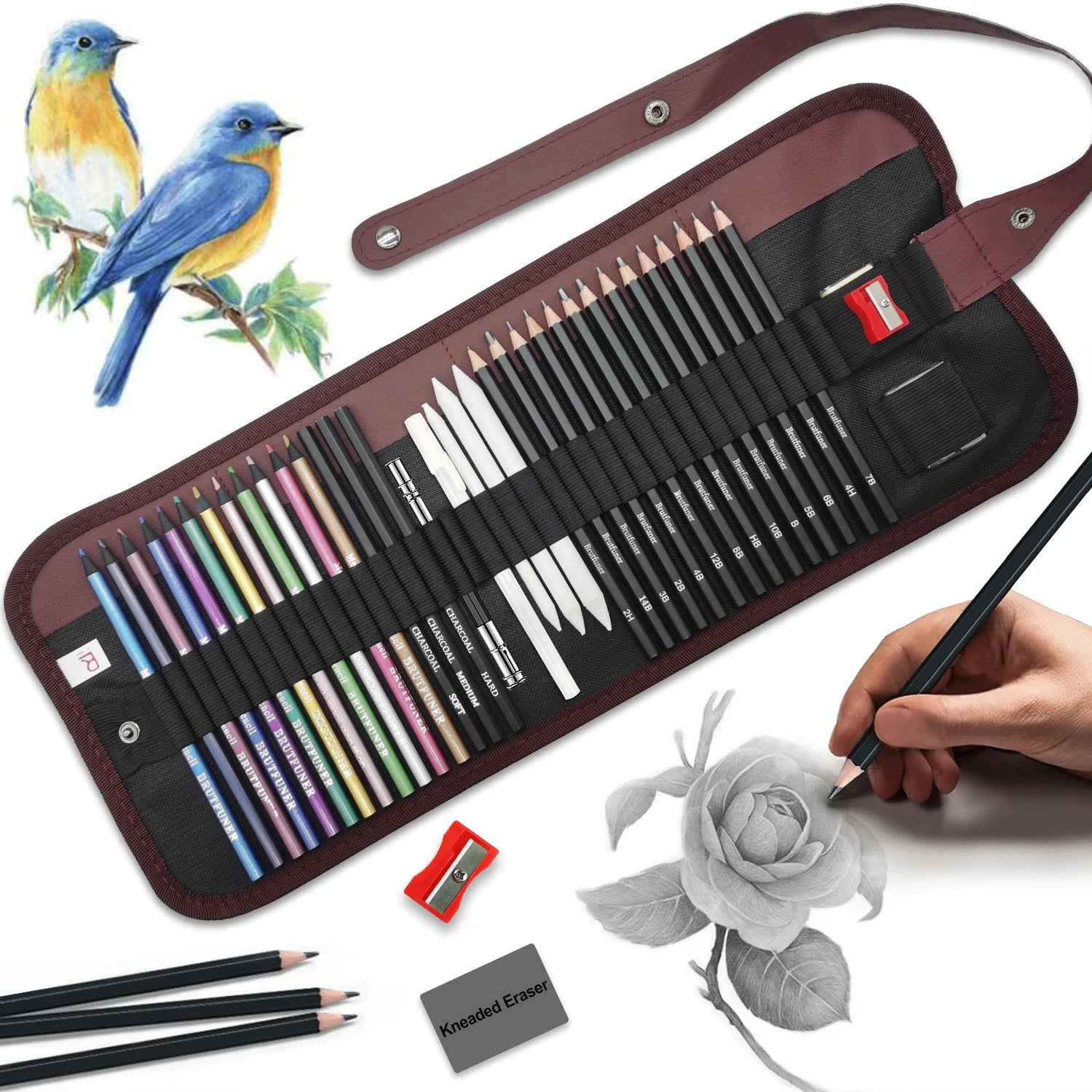 36/38/50/72colored pencils for adults coloring book premium artist pencil set handmade canvas wrap,extra accessories