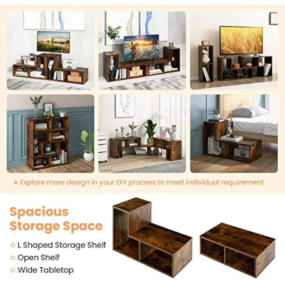 Tv stand for tvs up to 65” free combination media entertainment center 3pcs diy wooden console table modern cabinet