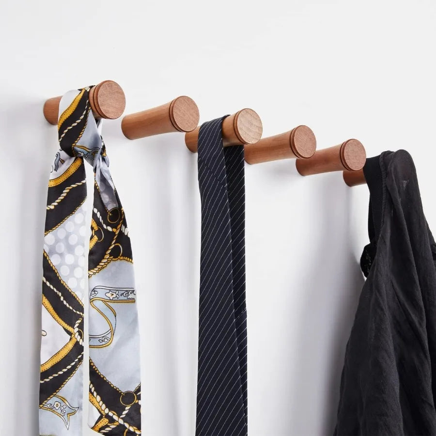 Wood wall hooks hat rack wooden coat mounted decorative single organizer hanger towel cherry2ih 6pack - united states