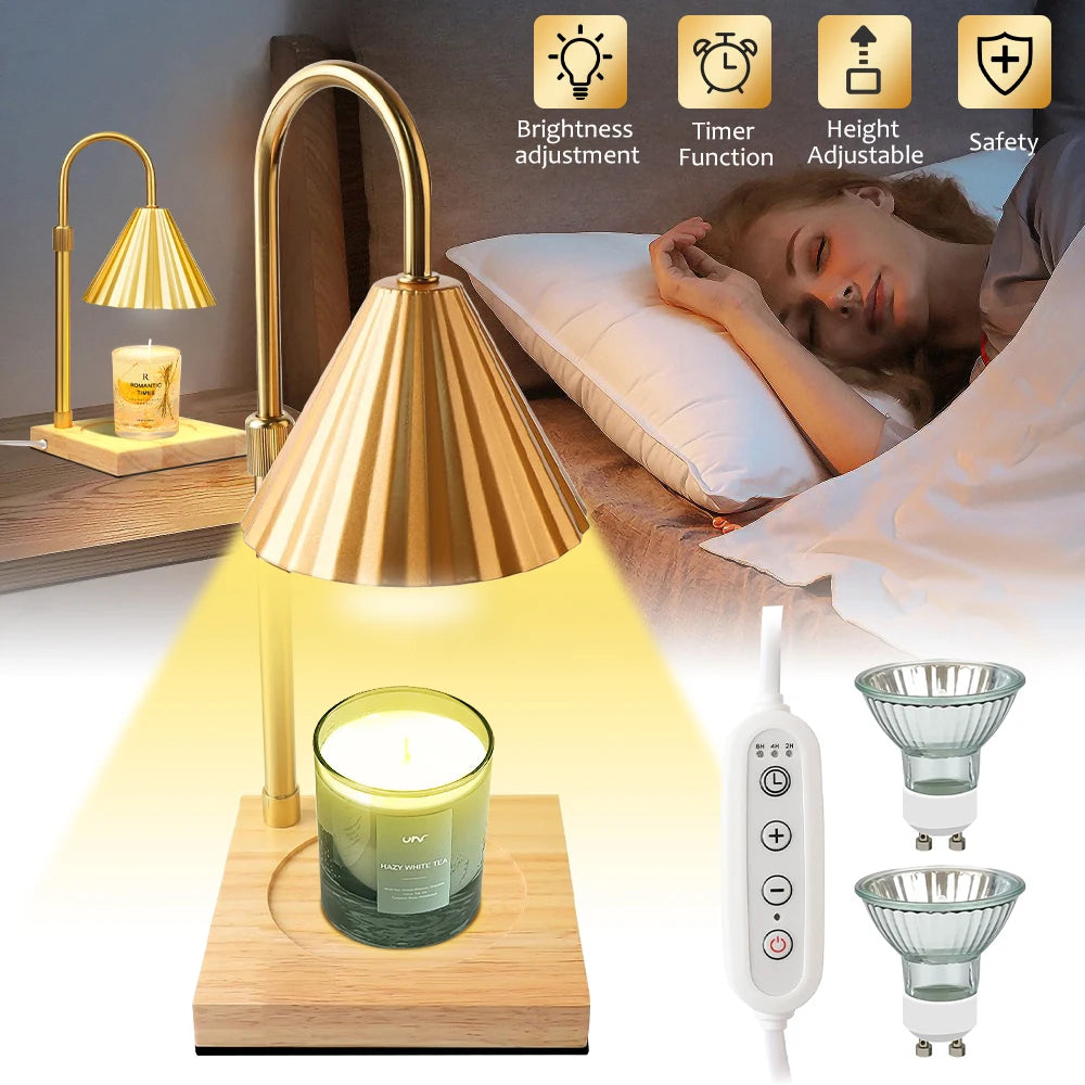 Candle warmer table lamp aromatherapy candlestick night light bedroom bedside desk study office home retro melting wax