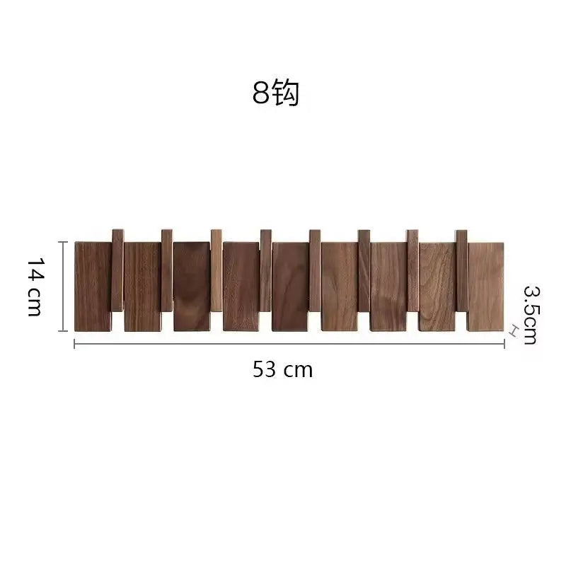 Wood coat rack wall mount hanger keys beech walnut door hook hat organizer porch entry home decor - walnut-8 hooks