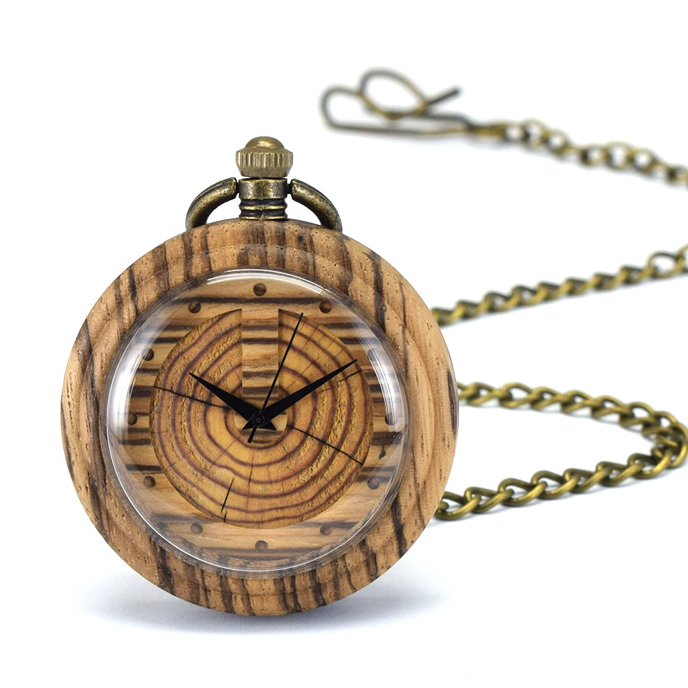 Wooden pocket watch,customized watches for men handmade bamboo wood analog quartz custom watch with c - ea003