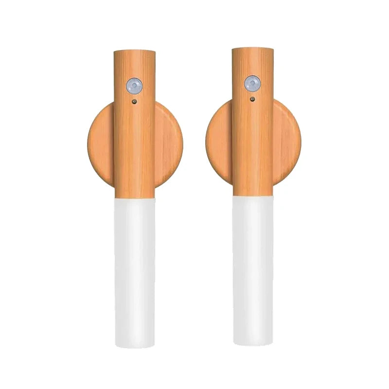 1-4pcs led wall lights motion sensor lamp rechargeable magnetic wood grain night light for bedroom bedside stairs